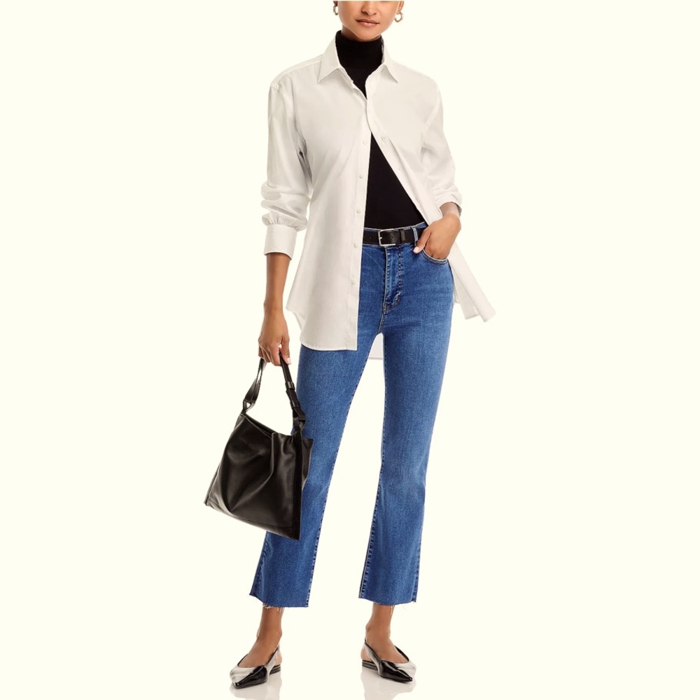 Frame Le High Straight High Rise Raw Hem Jeans